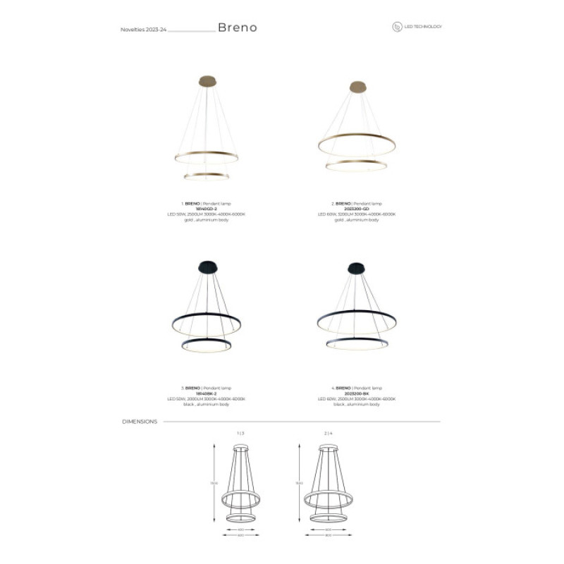 Люстра LED BRENO 2023200-GD Zuma Line золотий
