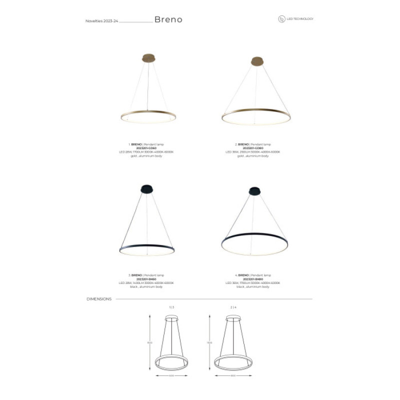 Люстра LED BRENO 2023201-GD80 Zuma Line золотий