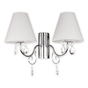 Бра Lemir Lighting O1961 CH BIA Velio Abażur chrom + biały E27 2x60W IP20