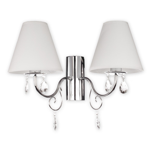 Бра Lemir Lighting O1961 CH BIA Velio Abażur chrom + biały E27 2x60W IP20