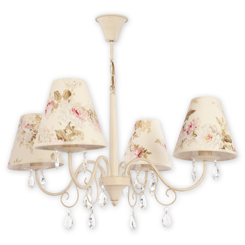 Люстра Lemir Lighting O1964 AB KW Velio Abażur antyczna biel + kwiaty E27 4x60W IP20