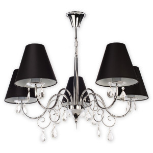 Люстра Lemir Lighting O1965 CH CZA Velio Abażur chrom + czarny E27 5x60W IP20