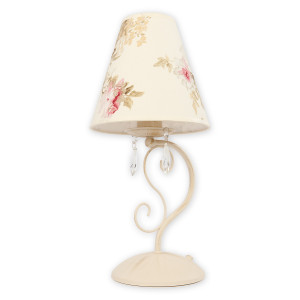Настільна лампа Lemir Lighting O1968 AB KW Velio Abażur antyczna biel + kwiaty E27 1x60W IP20