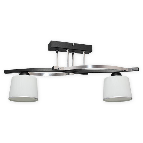 Люстра стельова Lemir Lighting O2282 W2 CZA Astred czarny matowy + chrom E27 2x60W IP20