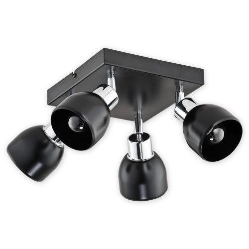 Спот Lemir Lighting O2594 P4 CZA Feniks czarny matowy + chrom E27 4x60W IP20