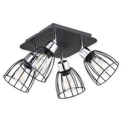 Спот Lemir Lighting O2694 P4 CZA Hornet czarny matowy + chrom E27 4x60W IP20