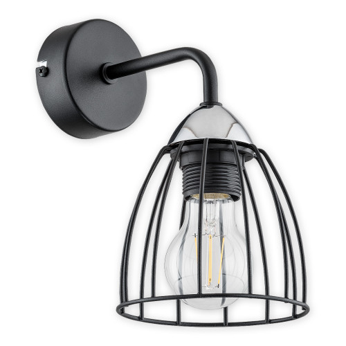 Бра Lemir Lighting O2700 K1 CZA Senso czarny matowy + chrom E27 1x60W IP20