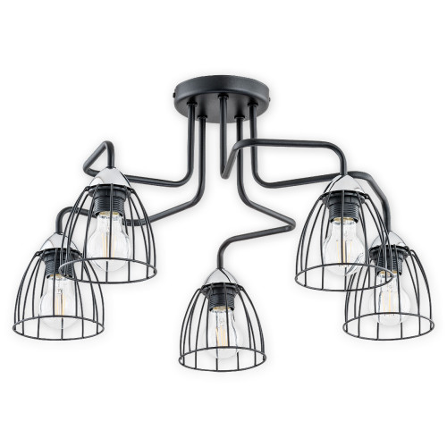 Люстра Lemir Lighting O2705 W5 CZA Senso czarny matowy + chrom E27 5x60W IP20