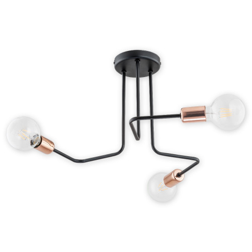 Люстра Lemir Lighting O2743 W3 CZA Pixi czarny matowy + miedź E27 3x60W IP20