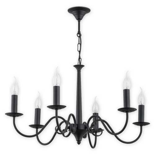 Люстра Lemir Lighting O2896 W6 CZA Asti czarny matowy E14 6x60W IP20