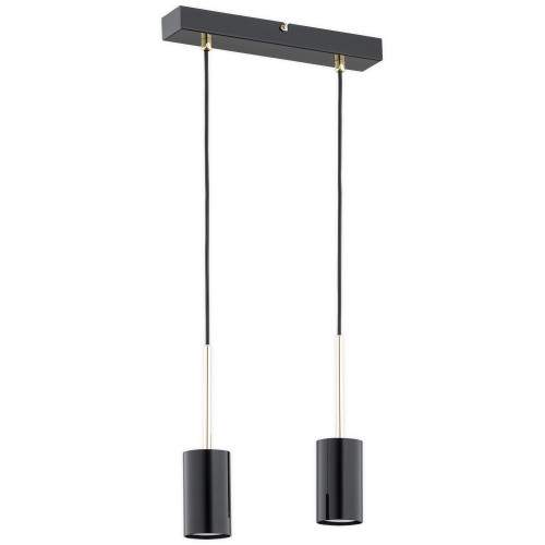 Люстра підвісна Lemir Lighting O3146 W2 CZA Frigga czarny połysk + złoty GU10 2x10W IP20
