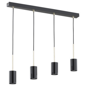 Люстра підвісна Lemir Lighting O3148 W4 CZA Frigga czarny połysk + złoty GU10 4x10W IP20