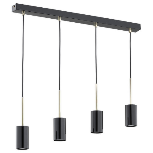 Люстра підвісна Lemir Lighting O3148 W4 CZA Frigga czarny połysk + złoty GU10 4x10W IP20