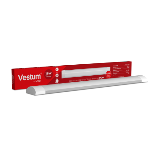 Світлодіодний лінійний світильник Vestum 0,6м 18W 6500K 220V IP20 1-VS-6001