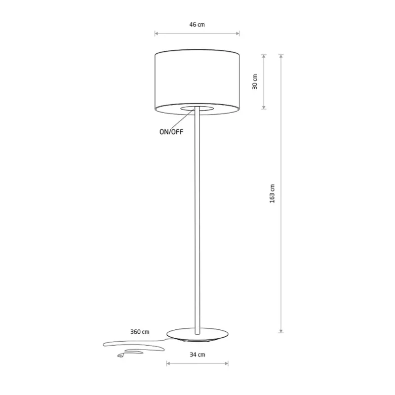 Торшер Nowodvorski 11663 Amarela E27 1x25W IP20 графітовий
