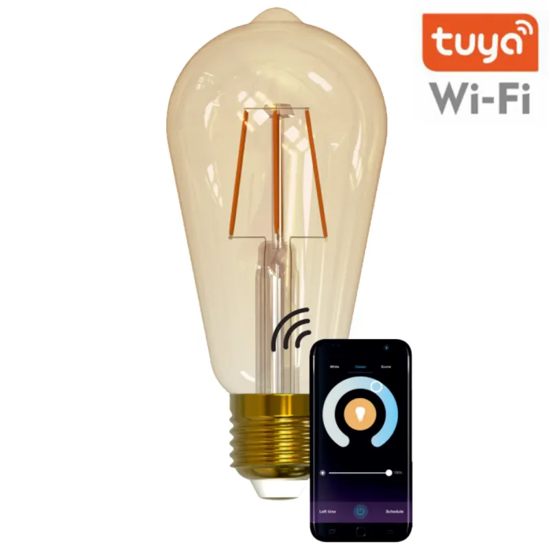 Розумна світлодіодна лампа Sanico Goldlux Wi-Fi E27 з ниткою розжарення ST64 4.9 Вт, тепла 1800K ~ 2700K, TUYAsmart – 313829