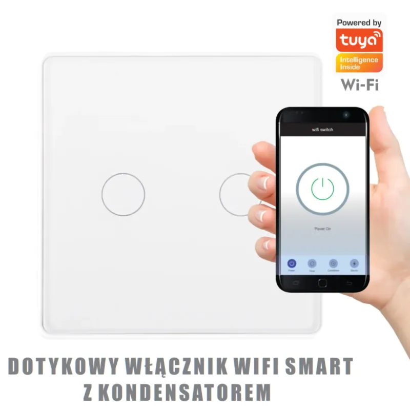 Подвійний сенсорний вимикач Sanico Goldlux Wi-Fi SMART білий з конденсатором TUYAsmart IP20 – 314345