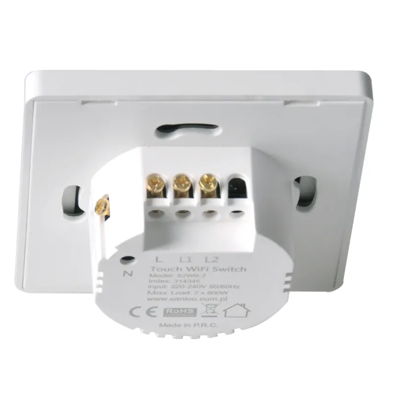 Подвійний сенсорний вимикач Sanico Goldlux Wi-Fi SMART білий з конденсатором TUYAsmart IP20 – 314345