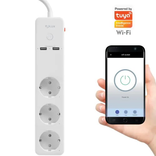 Подовжувач Sanico Goldlux Wi-Fi SMART з вимикачем + 2 x USB TUYAsmart IP20 – 315946
