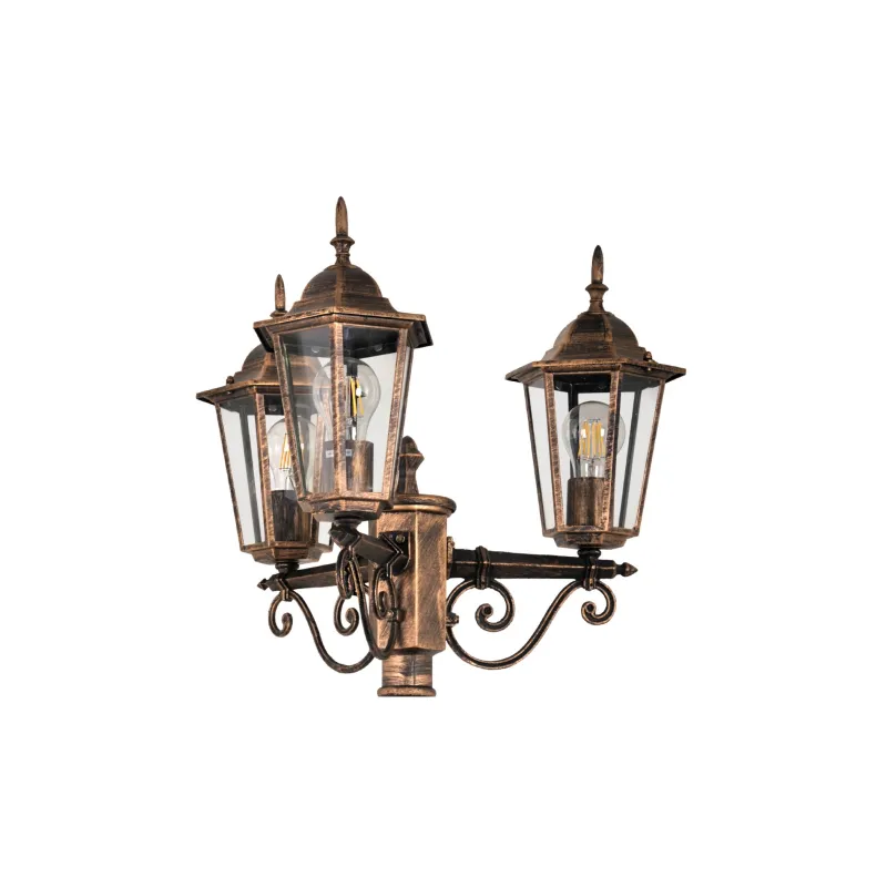 Вуличний світильник Goldlux 313430 Liguria E27 3x20W IP43 патина